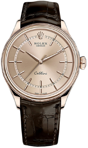 Rolex Cellini Time 39mm 50505 Pink Brown-strap