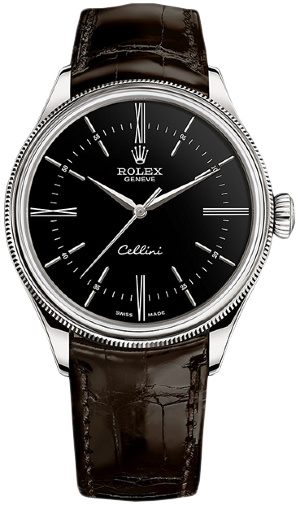 Rolex Cellini Time 39mm 50509 Black Brown-strap