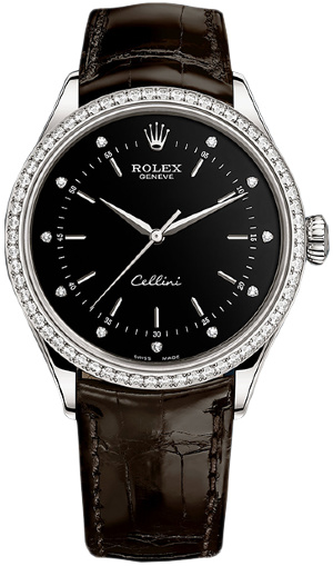 Rolex Cellini Time 39mm 50709RBR Black Brill Brown-strap