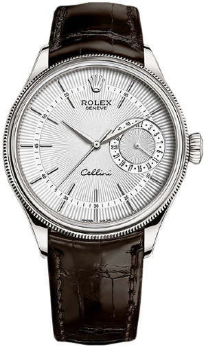 Rolex Cellini Date 39mm 50519 Silver Brown-strap