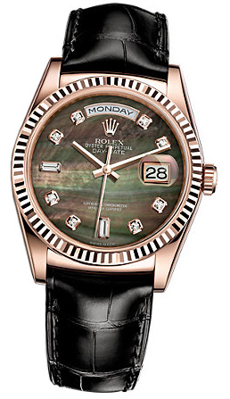 Rolex Day-Date 36mm 118135 Dark Pearl Black-strap