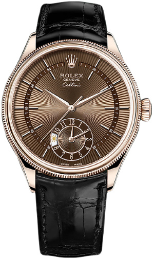 Rolex Cellini Dual Time 39mm 50525 Brown Black-strap