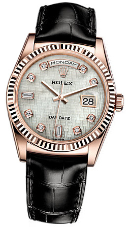 Rolex Day-Date 36mm 118135 Pearl Oxford Black-strap