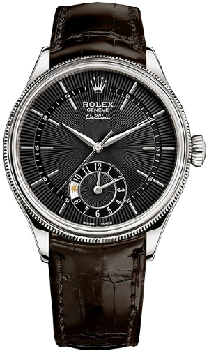 Rolex Cellini Dual Time 39mm 50529 Black Brown-strap