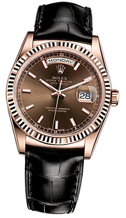 Rolex Day-Date 36mm 118135 Chocolate Black-strap
